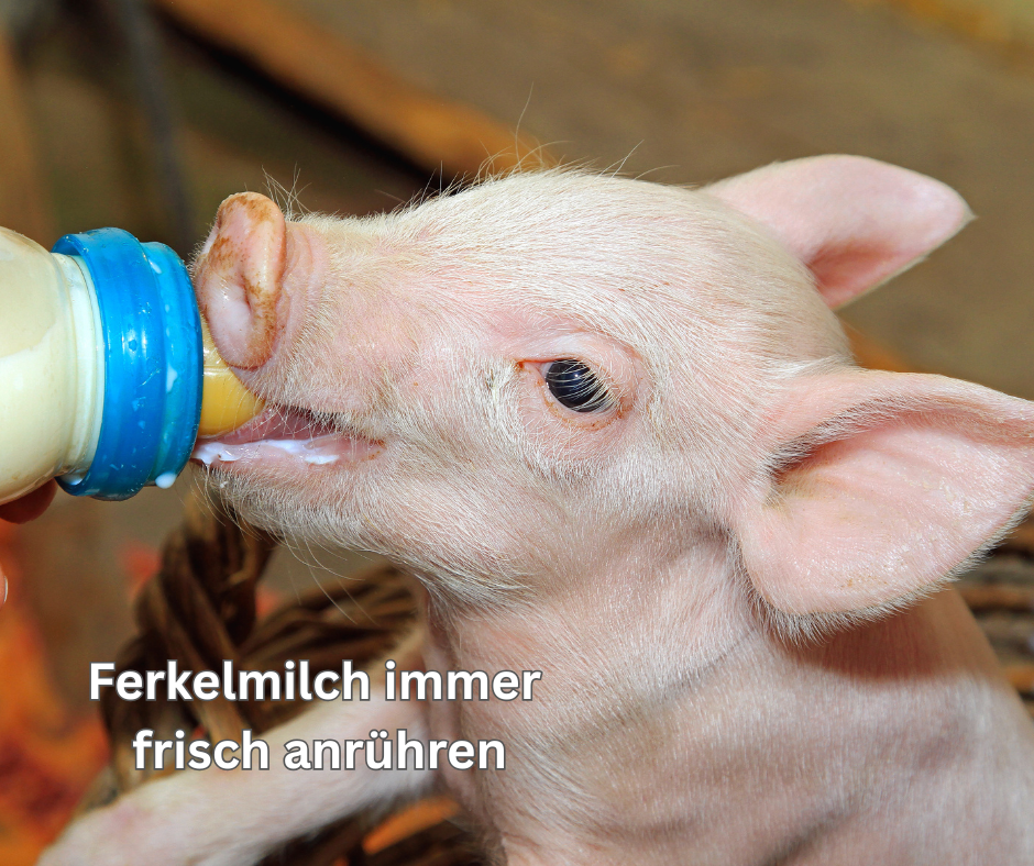 Ferkel saugt an Flasche - Handaufzucht